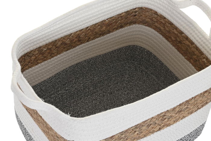DKD Home Decor Cesta Basicos 27 x 27 x 36 cm Set de 3 Blanco Natural Fibra Algodon Hecho a mano