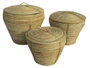 DKD Home Decor Set de 3 Cestas de Ratán con Tapa Natural