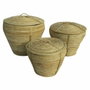 DKD Home Decor Set de 3 Cestas de Ratán con Tapa Natural