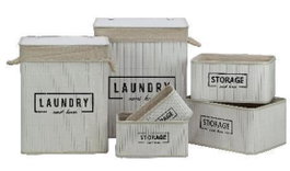 DKD Home Decor Cesta Ropa Basicos Blanco 40 x 30 x 46 cm Set de 6