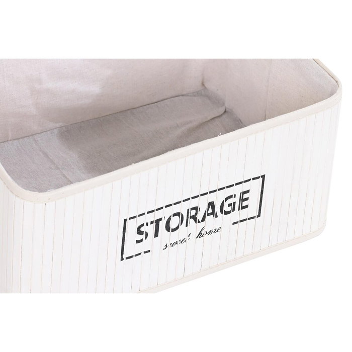 DKD Home Decor Set de 6 Cestas para la Ropa de Bambú y Poliéster Blanco