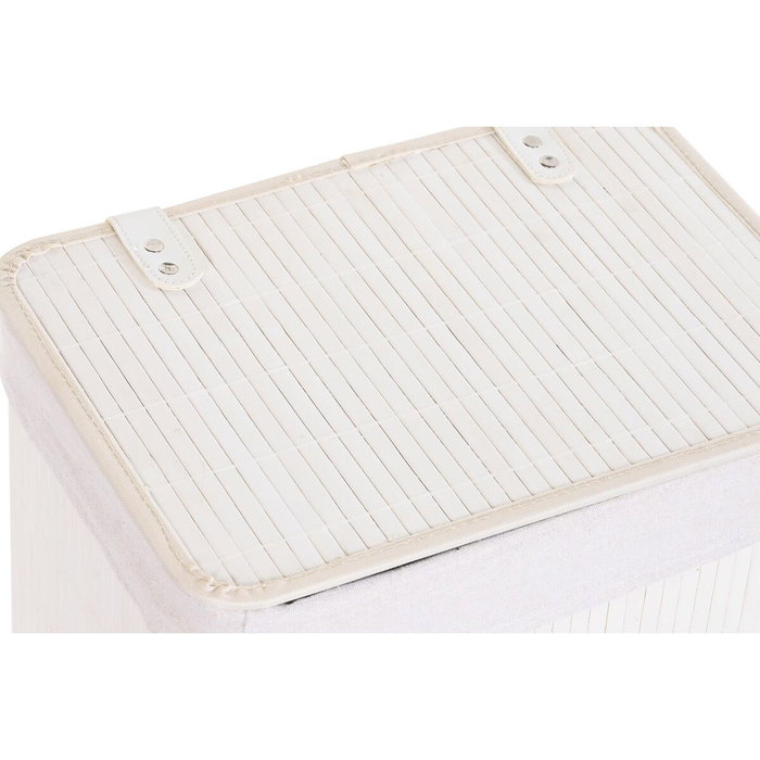DKD Home Decor Set de 6 Cestas para la Ropa de Bambú y Poliéster Blanco