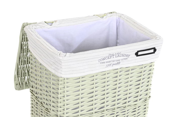 DKD Home Decor Cesta Ropa Basicos Verde Mimbre Poliester Set 5 Piezas 34 x 56 x 44 cm