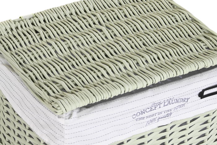 DKD Home Decor Cesta Ropa Basicos Verde Mimbre Poliester Set 5 Piezas 34 x 56 x 44 cm
