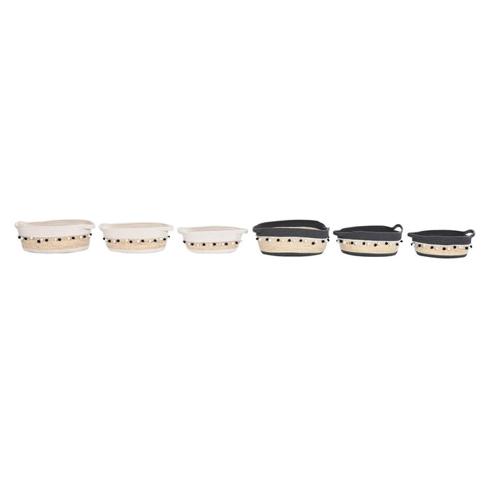 DKD Home Decor Set de 3 Cestas de Fibra de Maíz y Algodón, Surtido de 2 Unidades DKD Home Decor Set de 3 Cestas de Fibra de Maíz y Algodón, Surtido de 2 Unidades