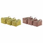 DKD Home Decor Set de 3 Cestas de Poliéster Mostaza y Terracota
