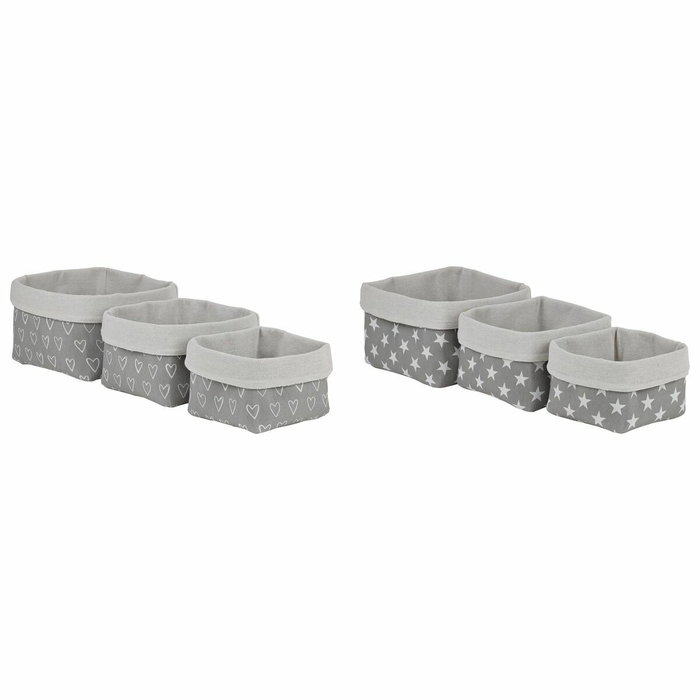 DKD Home Decor Set de 3 Cestas de Algodón y EVA, Surtido de 2 Colores