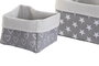 DKD Home Decor Cesta Basicos Gris Blanco Algodon Eva 23 x 16 x 23 cm Set de 3 (2 Unidades)