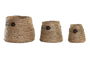 DKD Home Decor Cesta Basicos Natural Set de 3 Piezas 30 x 30 x 28 cm Hecho a Mano Seagrass