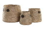 DKD Home Decor Cesta Basicos Natural Set de 3 Piezas 30 x 30 x 28 cm Hecho a Mano Seagrass