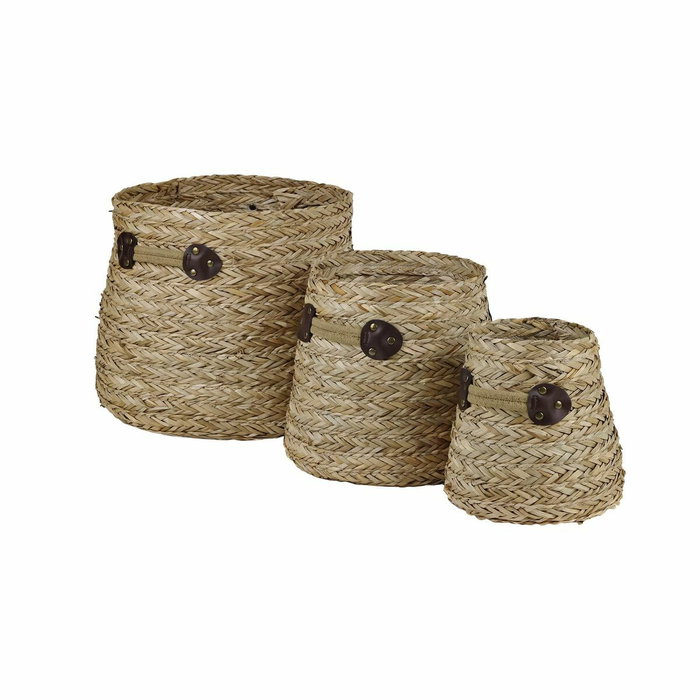 DKD Home Decor Set de 3 Cestas de Seagrass Natural