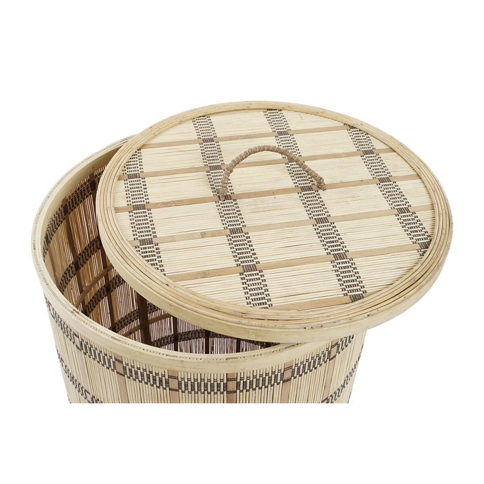 DKD Home Decor Set de 2 Cestas de Bambú con Tapa Marrón Natural