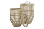 DKD Home Decor Cesta Urban Set de 2 Piezas Bambú Marrón Claro 40 x 61 x 40 cm