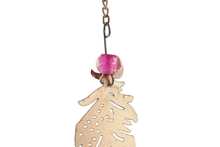 DKD Home Decor Decoración Colgante de Metal con Plumas y Campanas, Surtido de 4 Unidades