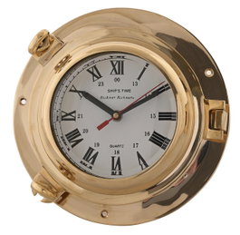 DKD Home Decor Reloj de Pared de Latón y Cristal Brillante Dorado
