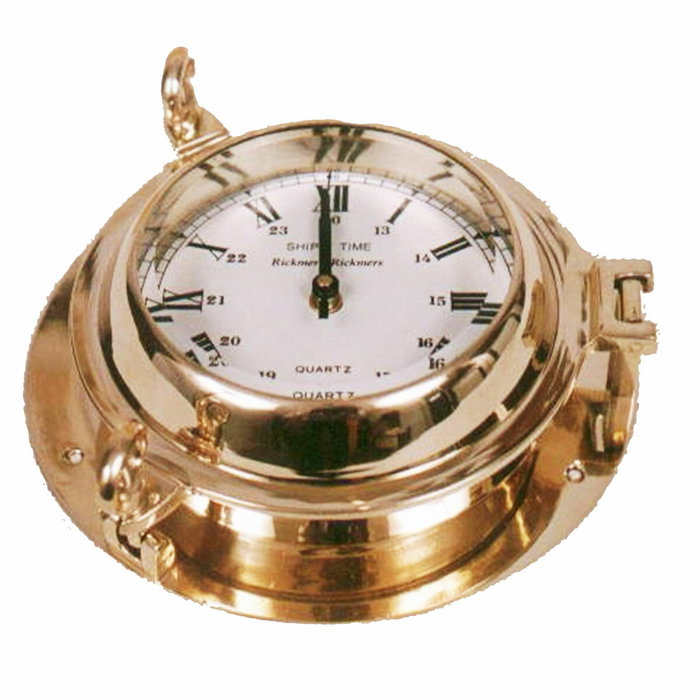 DKD Home Decor Reloj de Pared de Latón y Cristal Brillante Dorado