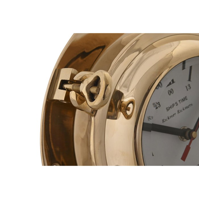 DKD Home Decor Reloj de Pared de Latón y Cristal Brillante Dorado