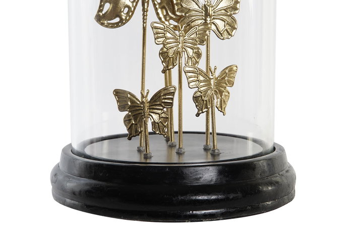 DKD Home Decor Decoración de Cristal y Metal con Mariposas, Dorado y Negro