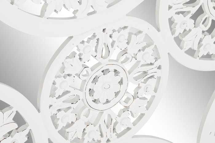 DKD Home Decor Decoración de Pared MDF y Espejo Blanco Desgastado