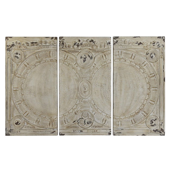 DKD Home Decor Set de 3 Decoraciones de Pared en Resina Beige 178x112x4 cm
