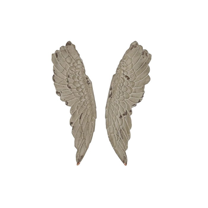 DKD Home Decor Panel Decorativo Neoclásico de Alas en Resina Gris