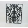 DKD Home Decor Set de 2 Decoraciones de Pared de Metal con Diseño de Pájaros, Negro