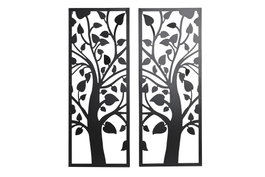 DKD Home Decor Set de 2 Decoraciones de Pared de Metal Árbol Negro 70x90 cm