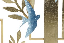 DKD Home Decor Decoracion Pared Metal Dorado Azul 8.3 x 72.4 x 84.5 cm