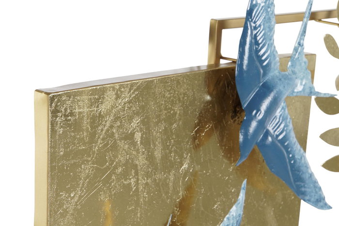 DKD Home Decor Decoración de Pared Metal Golondrinas Dorado y Azul DKD Home Decor Decoración de Pared Metal Golondrinas Dorado y Azul