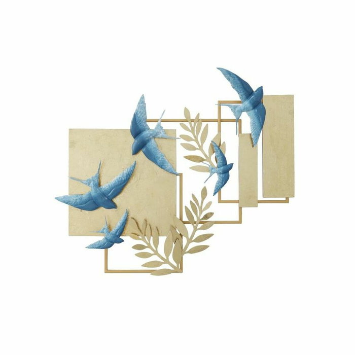 DKD Home Decor Decoración de Pared Metal Golondrinas Dorado y Azul DKD Home Decor Decoración de Pared Metal Golondrinas Dorado y Azul