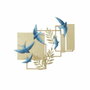 DKD Home Decor Decoración de Pared Metal Golondrinas Dorado y Azul