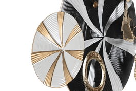 DKD Home Decor Decoracion Pared Moderno Negro Dorado Metal 91 x 49.5 x 8.3 cm