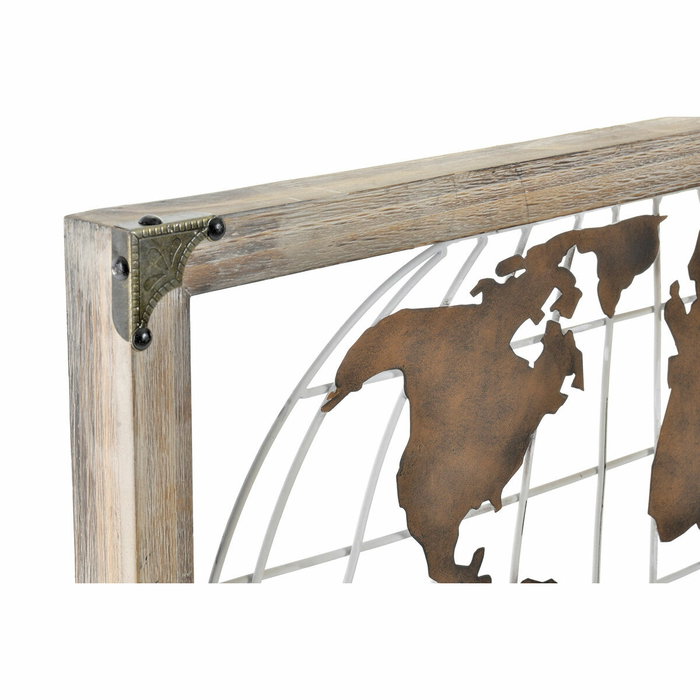 DKD Home Decor Decoración de Pared Metal Pino Mapamundi 75x6x46 cm