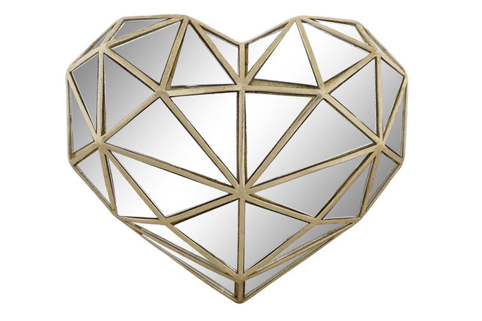DKD Home Decor Decoración de Pared Corazón en Resina y Cristal Dorado