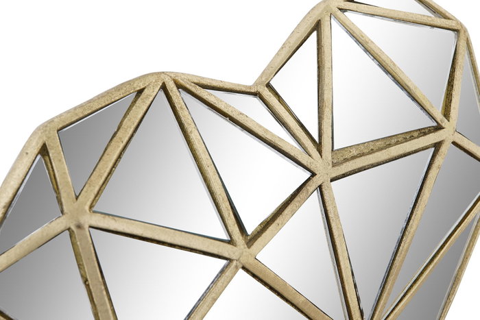 DKD Home Decor Decoración de Pared Corazón en Resina y Cristal Dorado