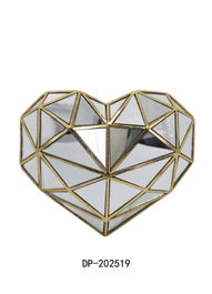 DKD Home Decor Decoración de Pared Corazón en Resina y Cristal Dorado