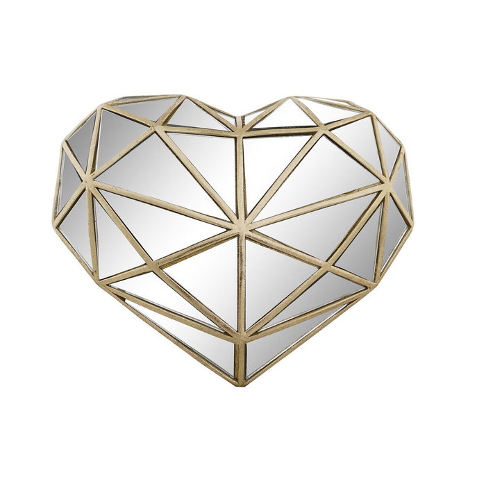 DKD Home Decor Decoración de Pared Corazón en Resina y Cristal Dorado