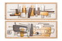 DKD Home Decor Decoración de Pared Abstra de Abedul y Metal, 120x40x5,5 cm, 2 Piezas