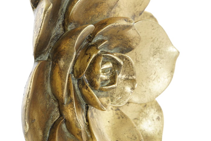 DKD Home Decor Adorno Decorativo de Pared con Forma de Flor en Resina Dorada Estilo Chic, 5.5 x 19.5 x 19.5 cm