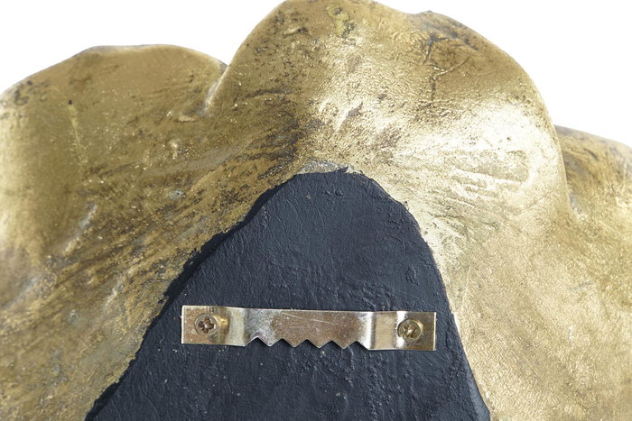 DKD Home Decor Adorno Decorativo de Pared con Forma de Flor en Resina Dorada Estilo Chic, 5.5 x 19.5 x 19.5 cm