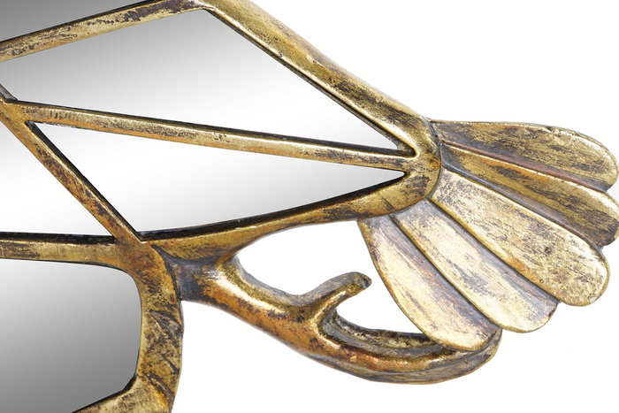 DKD Home Decor Decoración de Pared Dorado Resina Espejo Pato 3 x 37 x 38 cm