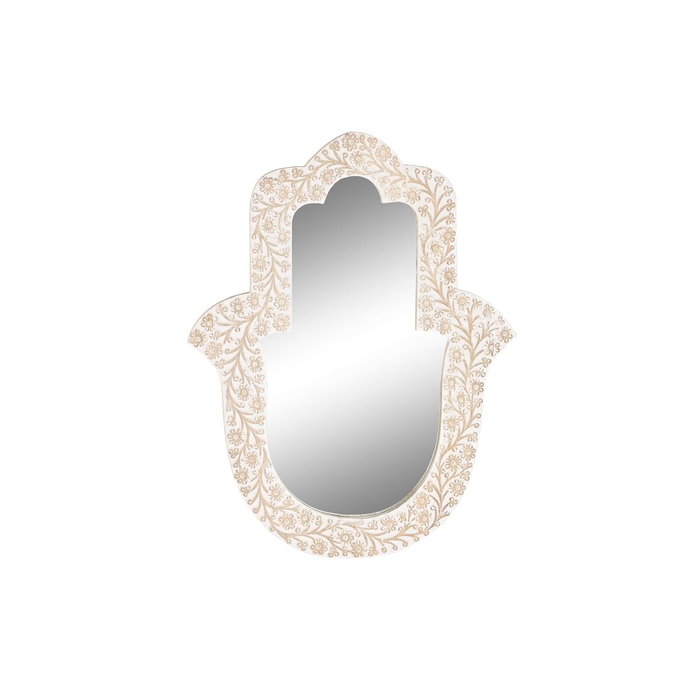 DKD Home Decor Espejo Hamsa Blanco de Madera de Mango DKD Home Decor Espejo Hamsa Blanco de Madera de Mango