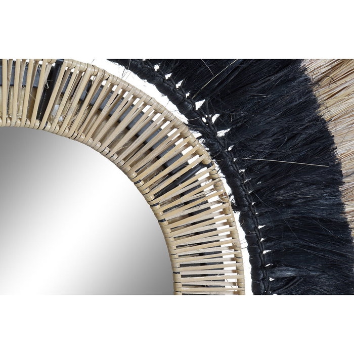 DKD Home Decor Espejo Colonial de Pared Natural y Negro 83x83x8 cm con Marco de Fibra y Hierro