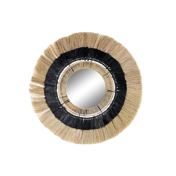 DKD Home Decor Espejo Colonial de Pared Natural y Negro 83x83x8 cm con Marco de Fibra y Hierro