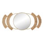 DKD Home Decor Espejo de Metal y Fibra con Flecos Dorado 89x40 cm