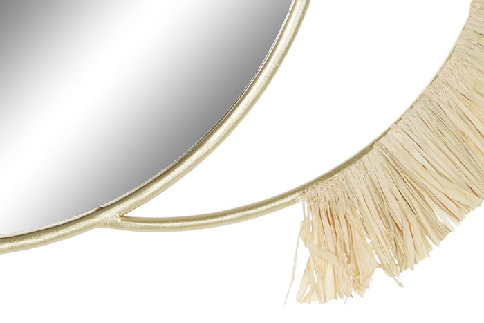 DKD Home Decor Espejo de Metal y Fibra con Flecos Dorado 89x40 cm DKD Home Decor Espejo de Metal y Fibra con Flecos Dorado 89x40 cm