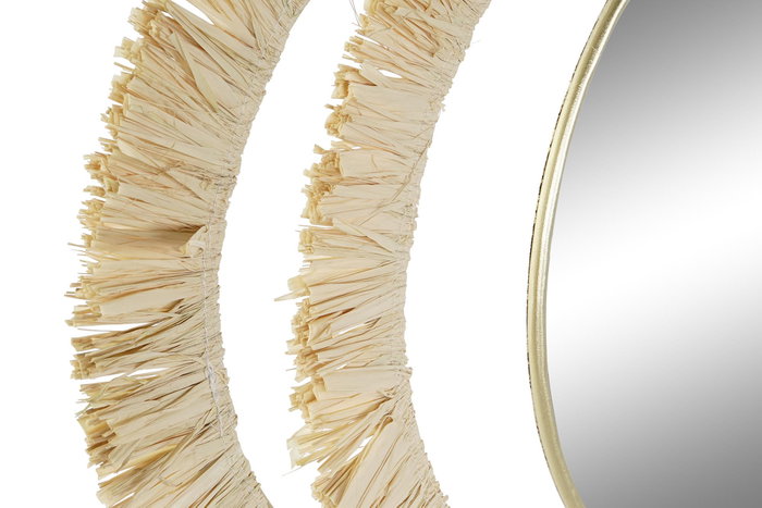 DKD Home Decor Espejo de Metal y Fibra con Flecos Dorado 89x40 cm DKD Home Decor Espejo de Metal y Fibra con Flecos Dorado 89x40 cm