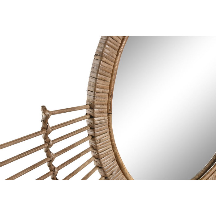DKD Home Decor Espejo de Ratán 68x68 cm Marrón Natural