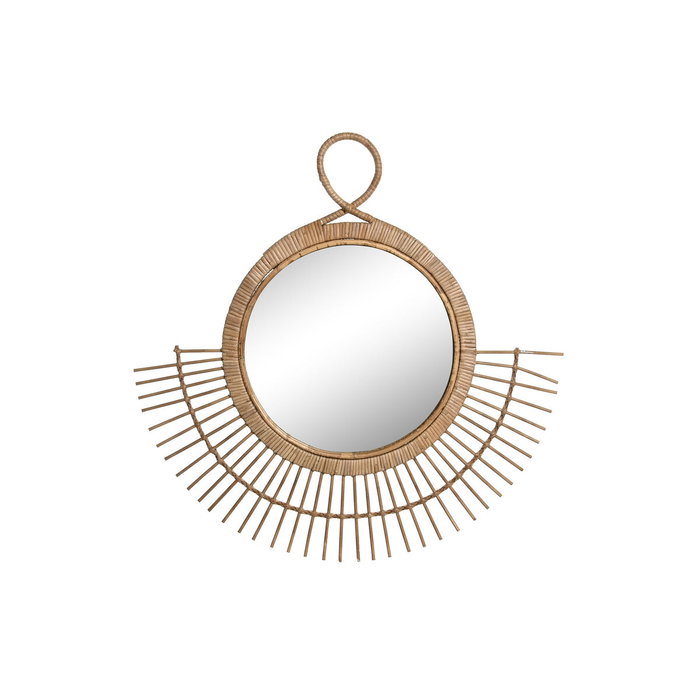 DKD Home Decor Espejo de Ratán 68x68 cm Marrón Natural