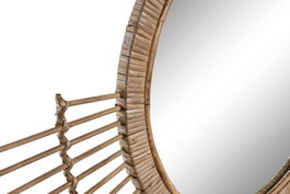 DKD Home Decor Espejo Urban Marron Ratan y Espejo 2 x 68 x 68 cm